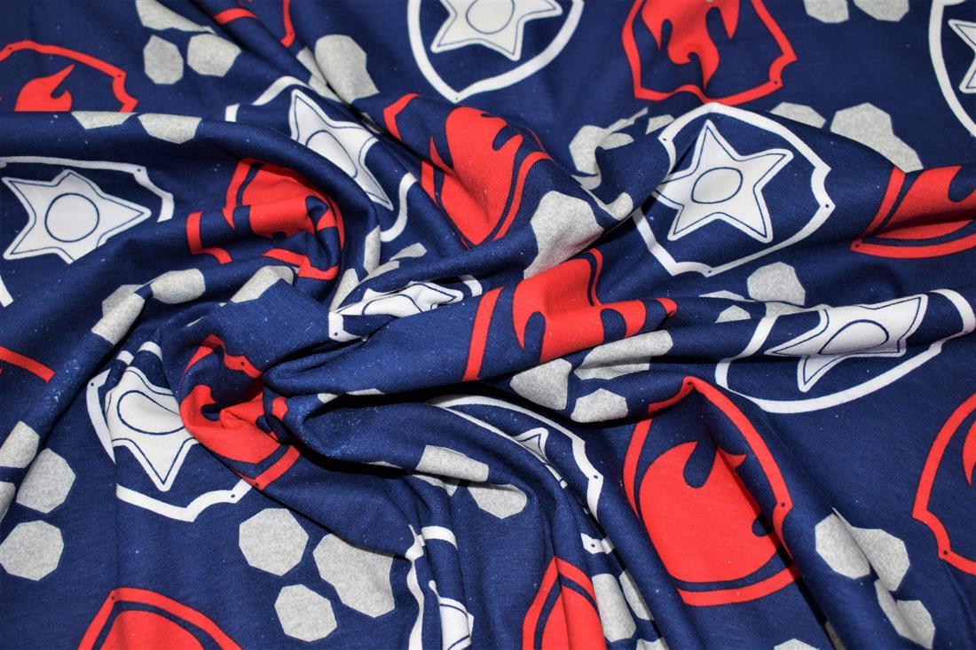 Blue Cotton Printed Jersey