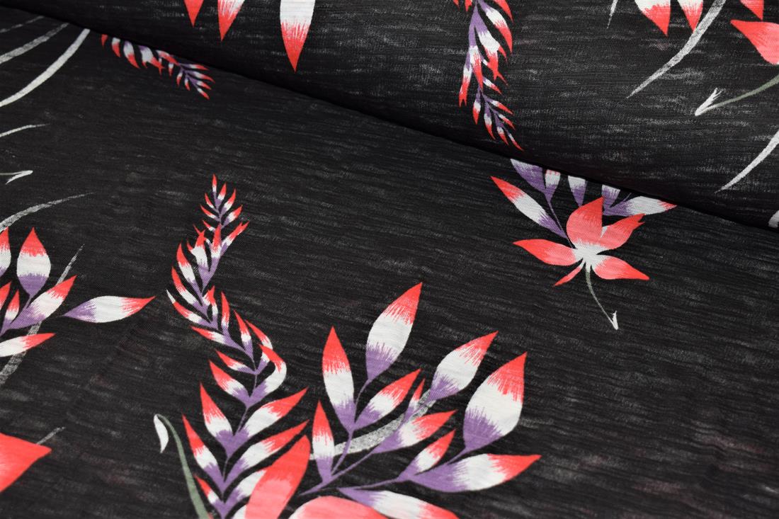 Black Cotton Abstract Flower