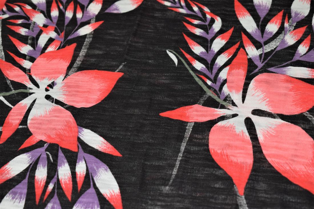 Black Cotton Abstract Flower