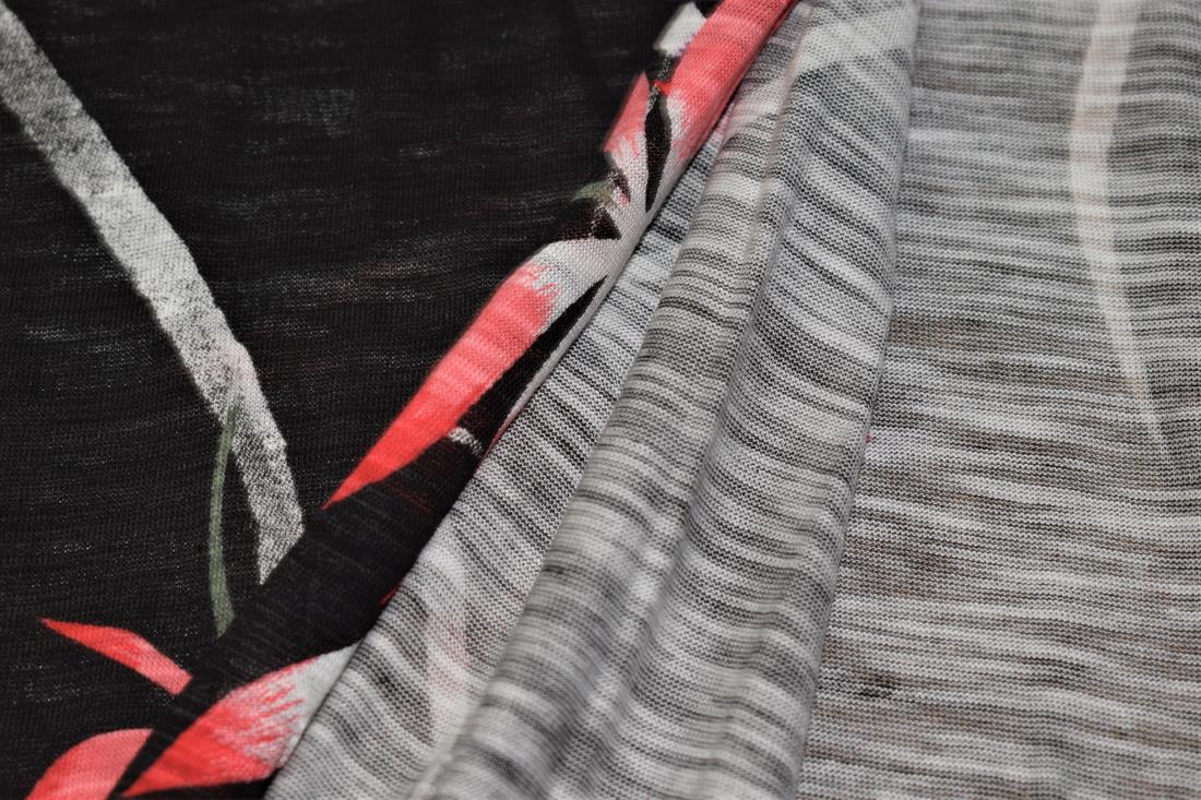 Black Cotton Abstract Flower