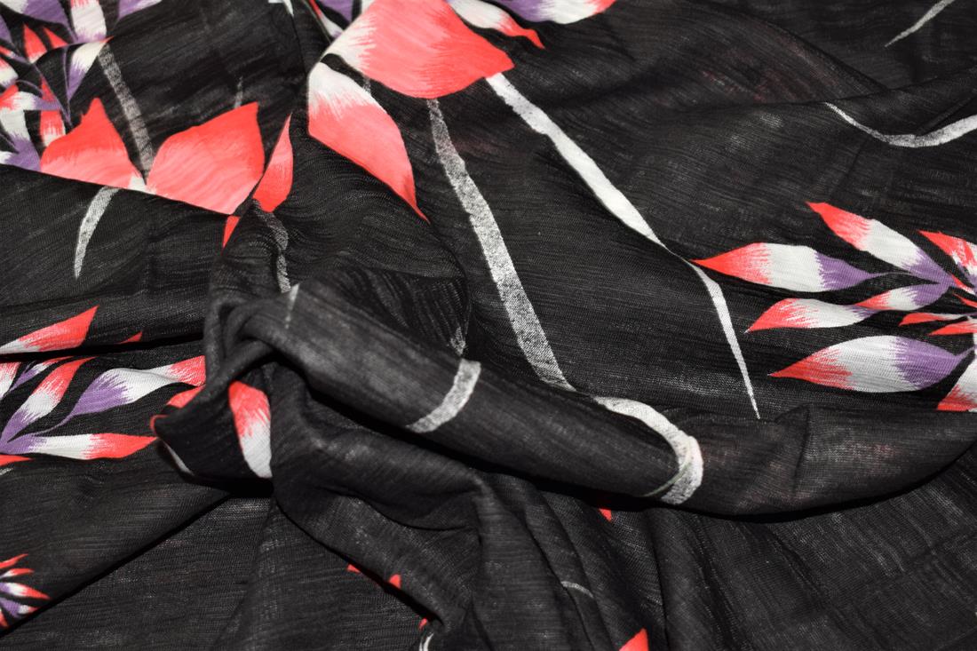 Black Cotton Abstract Flower