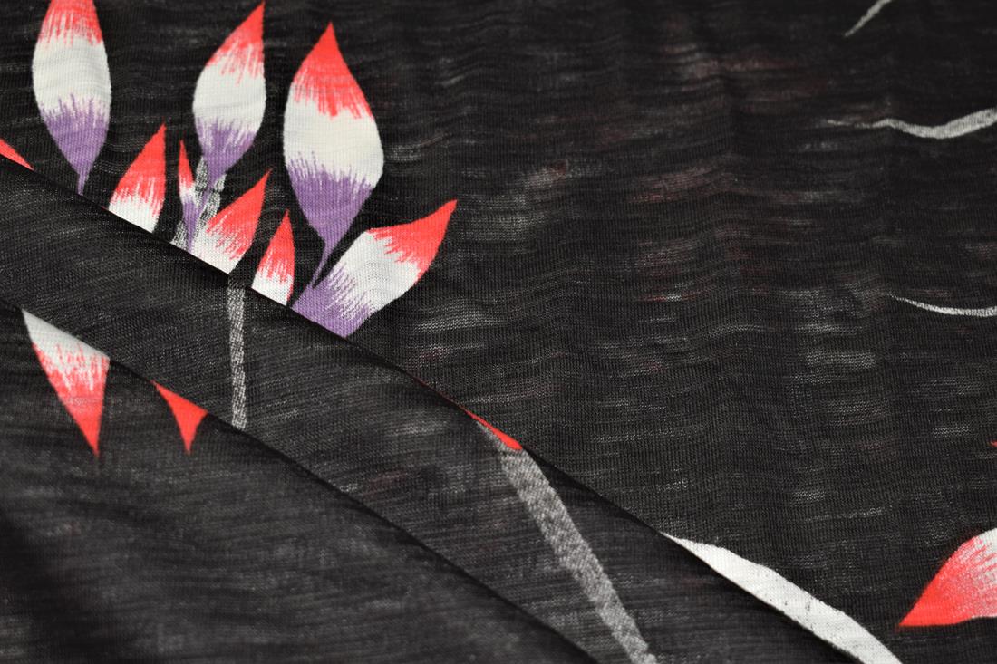 Black Cotton Abstract Flower