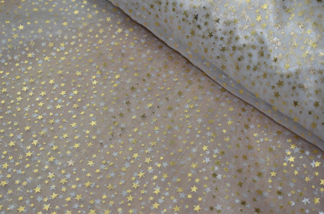White & Gold Organza Shining Stars