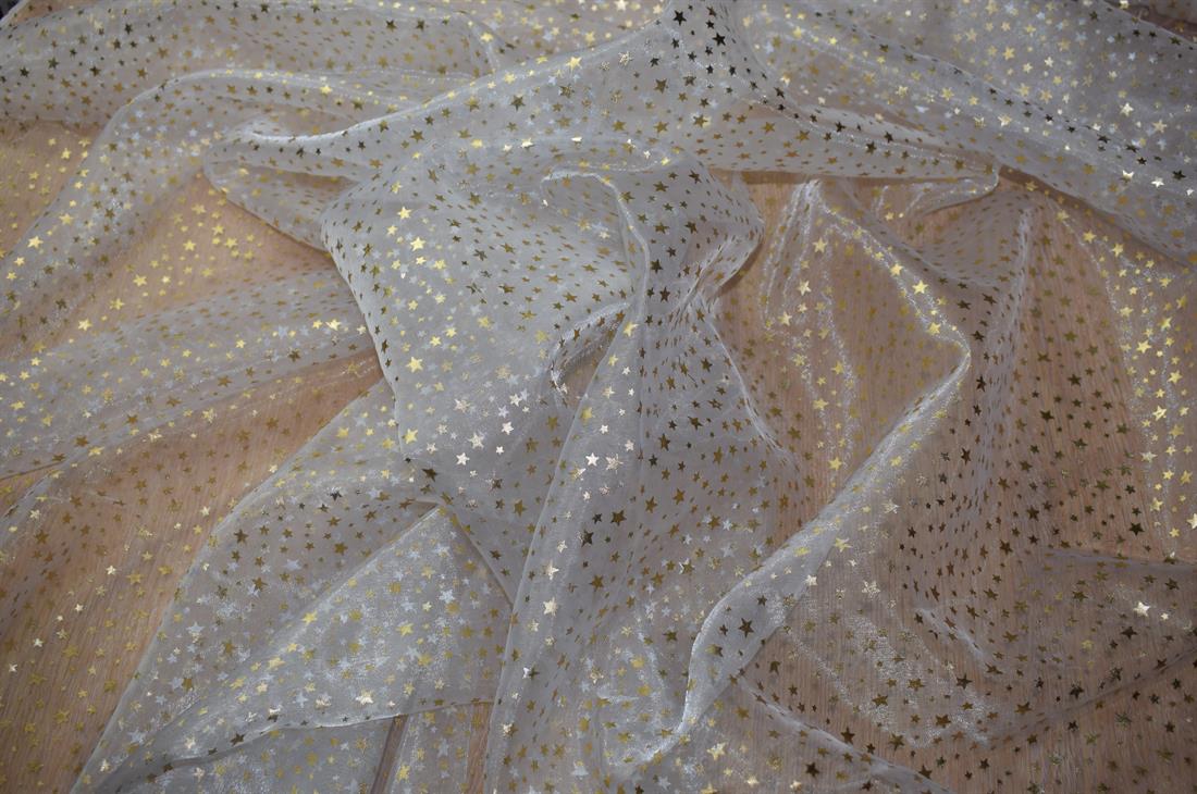 White & Gold Organza Shining Stars