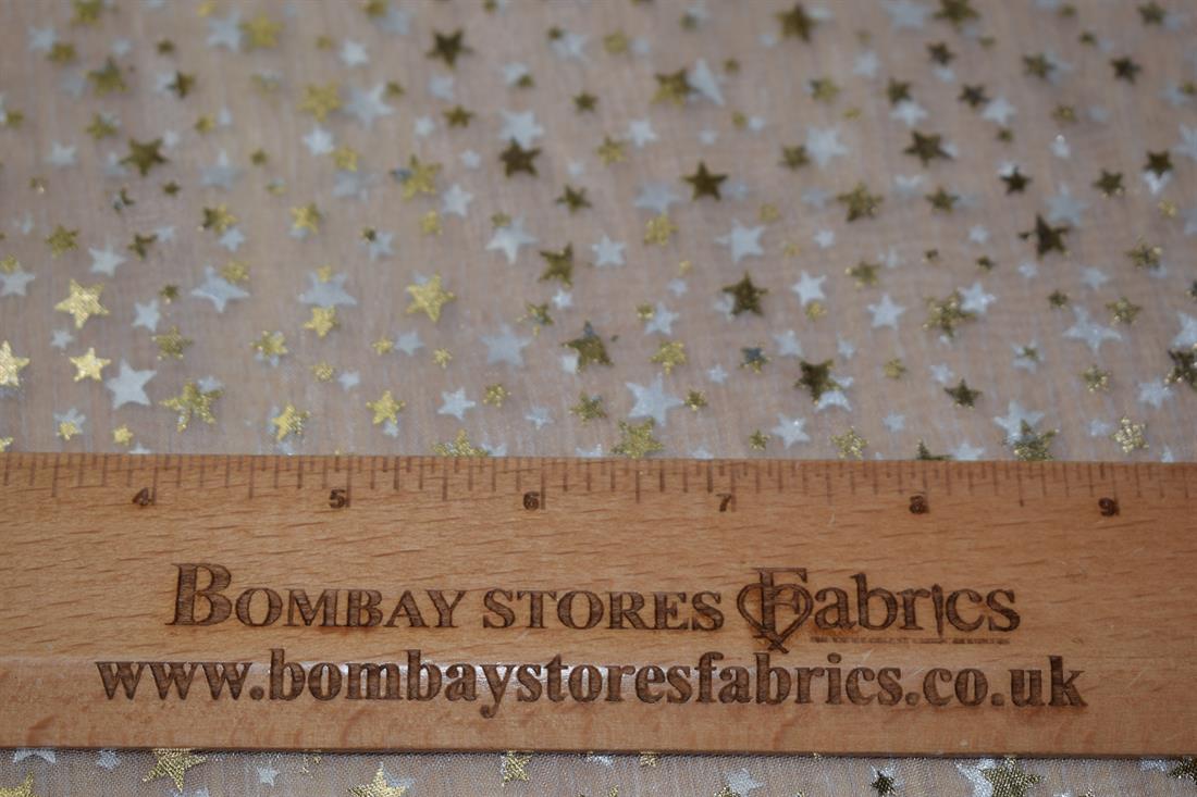 White & Gold Organza Shining Stars