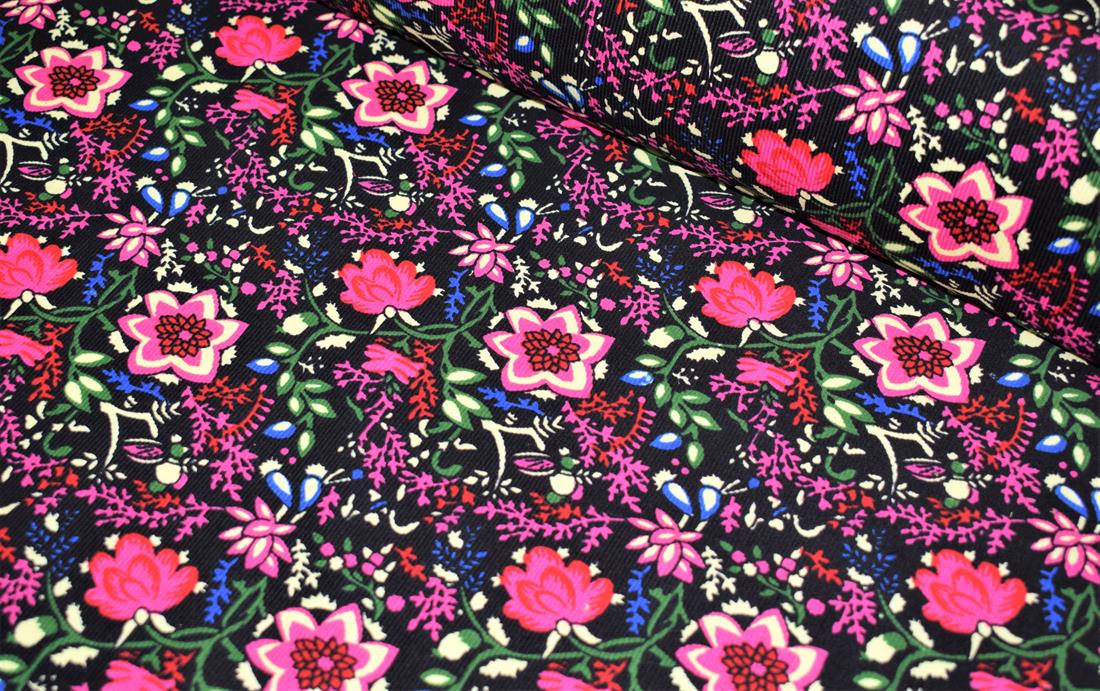 Black Cotton Abstract Floral Cord