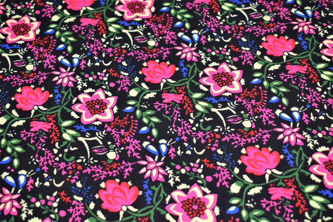 Black Cotton Abstract Floral Cord