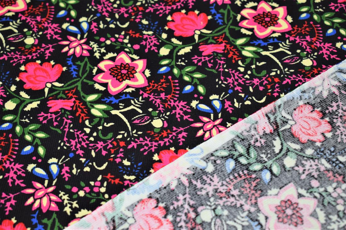 Black Cotton Abstract Floral Cord