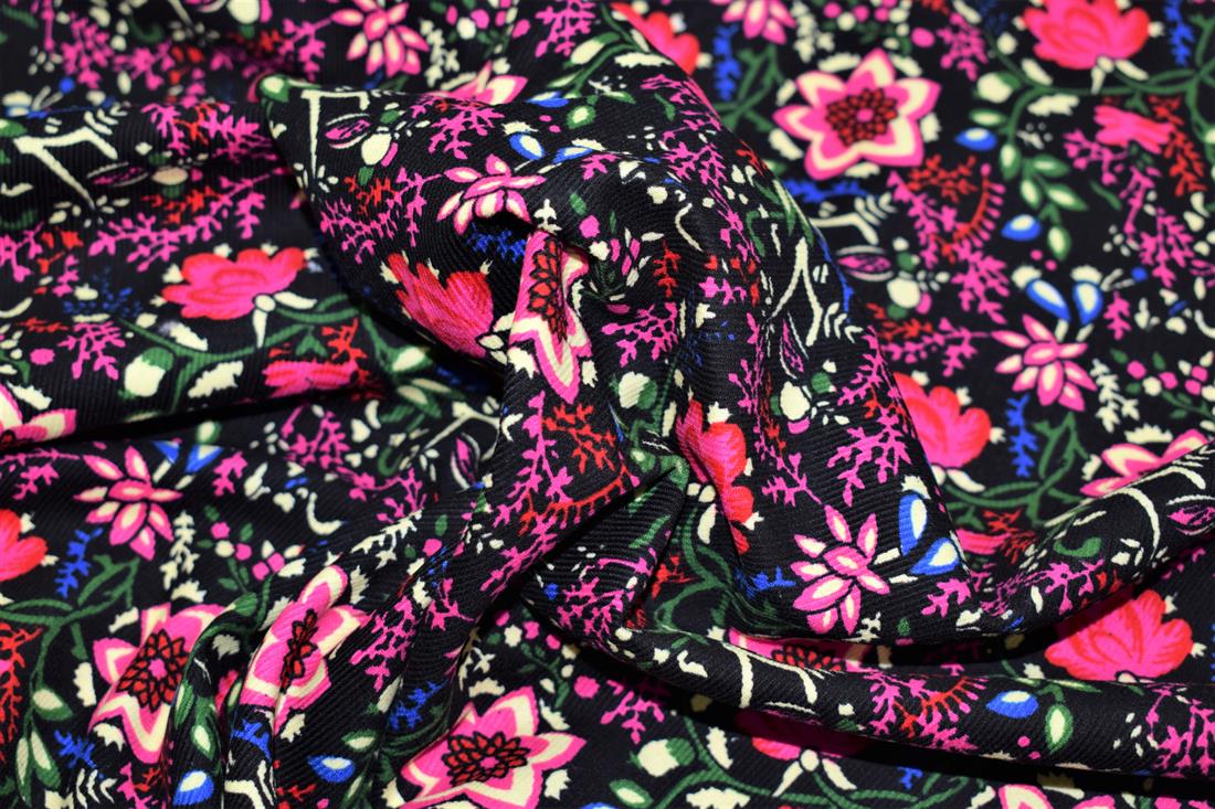 Black Cotton Abstract Floral Cord
