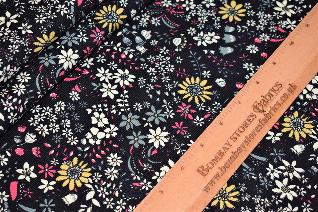 Black Cotton Floral Cord