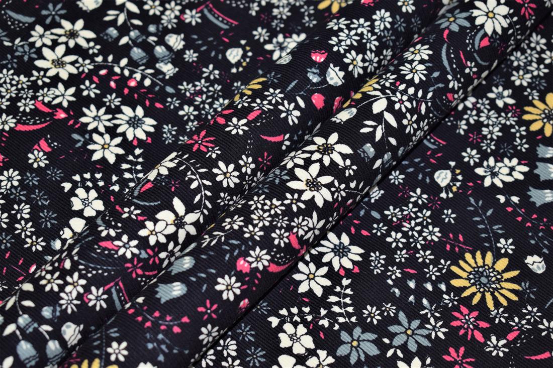 Black Cotton Floral Cord