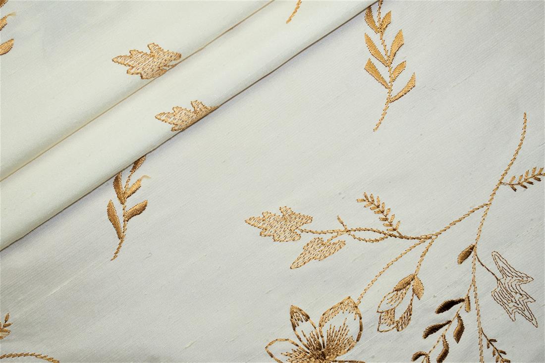 Off White Embroidered Silk Silks
