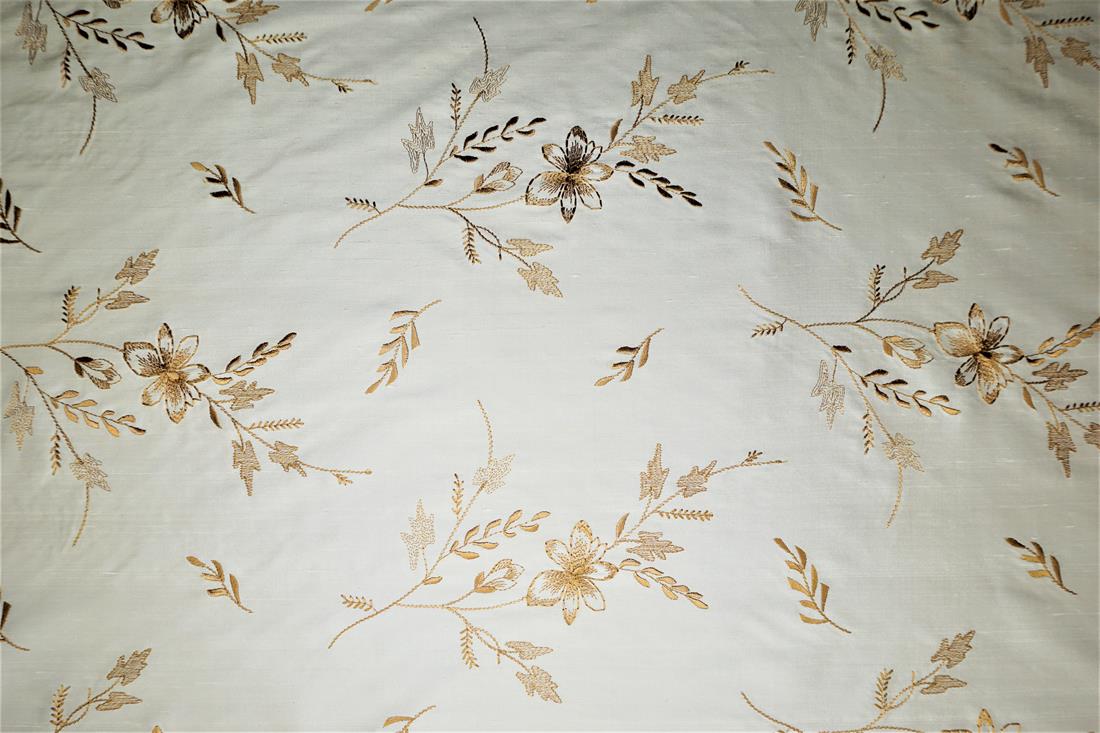 Off White Embroidered Silk Silks