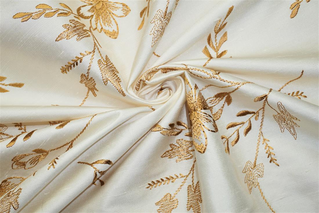 Off White Embroidered Silk Silks