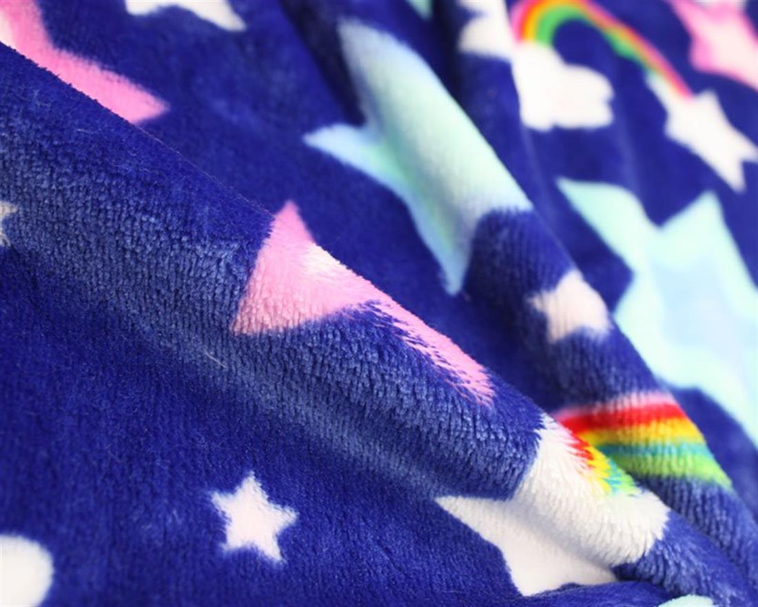 Navy Rainbow Stars - Printed Cuddle Fleece Fabric