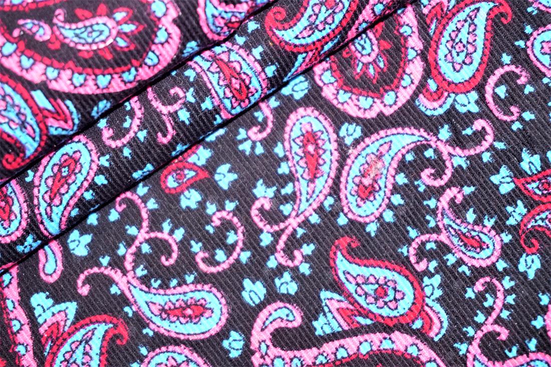 Black Cotton Ditsy Paisley Cord - Dressmaking Costumes Quality Fabric