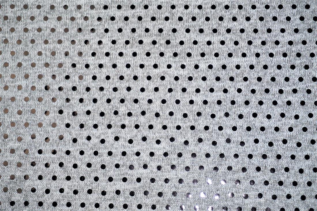Silver & Grey Sequins Jersey Fabric Stretch Dressmaking Costumes Legging