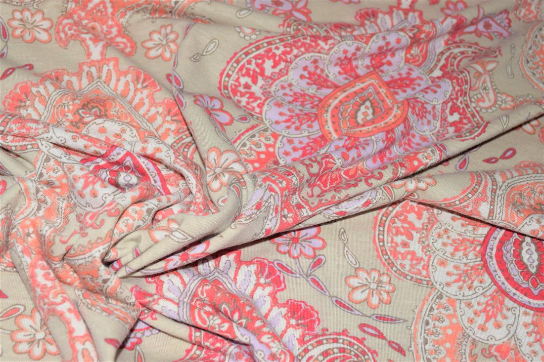 Cream & Pink Brushed Jersey
