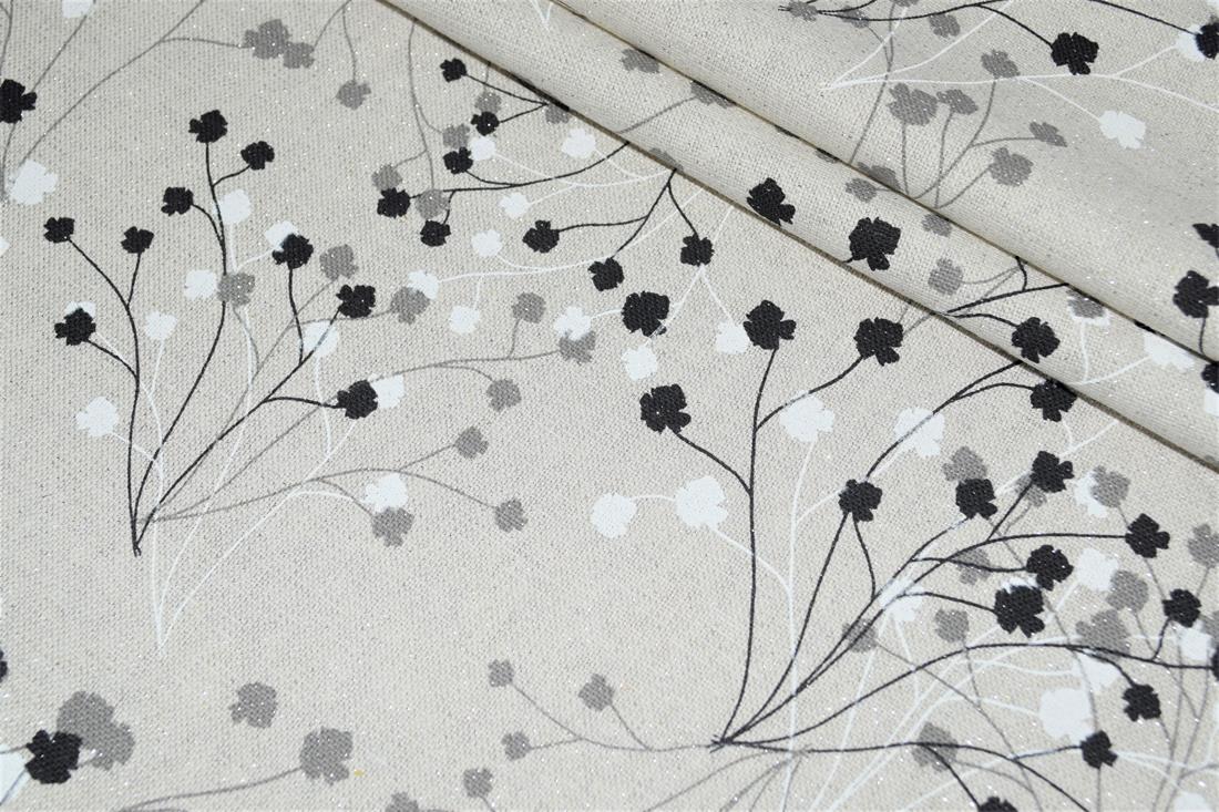 Grey Digital Print Linen Printed Canvas Fabric