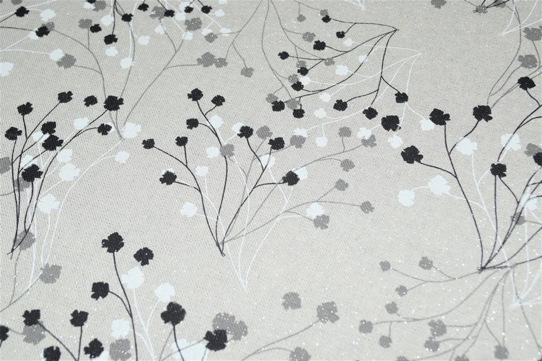 Grey Digital Print Linen Printed Canvas Fabric