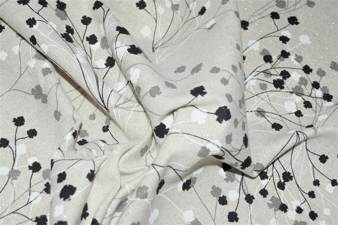 Grey Digital Print Linen Printed Canvas Fabric