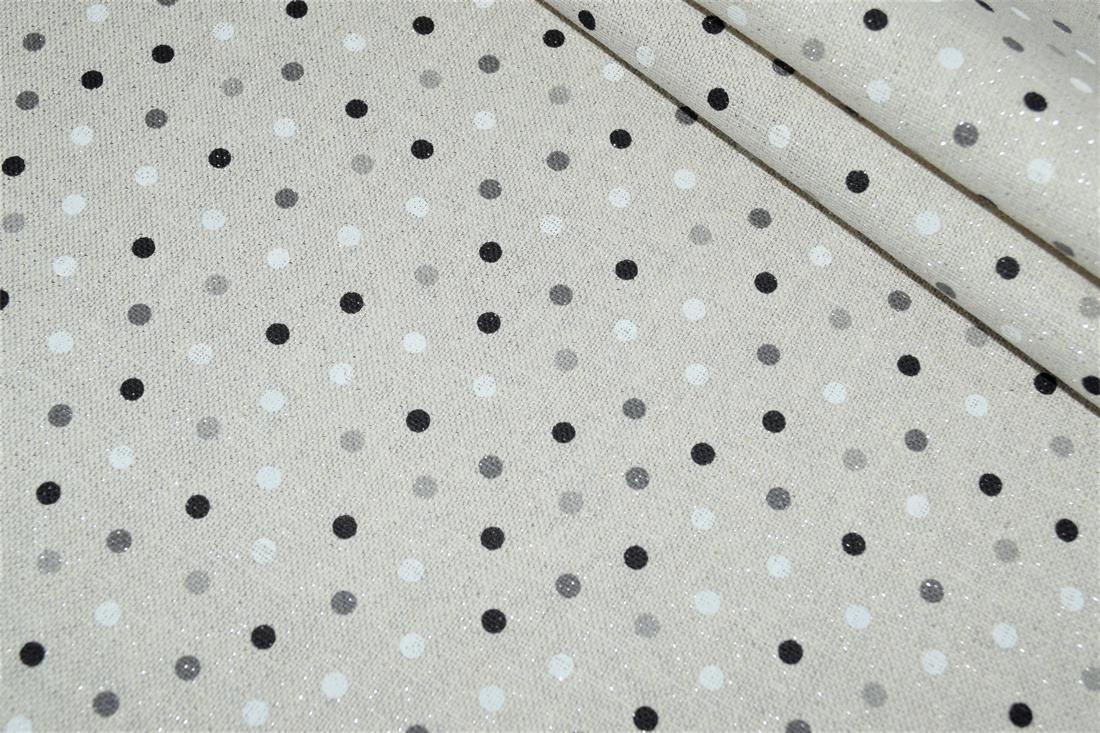 Grey Digital Print Linen Polka Dot
