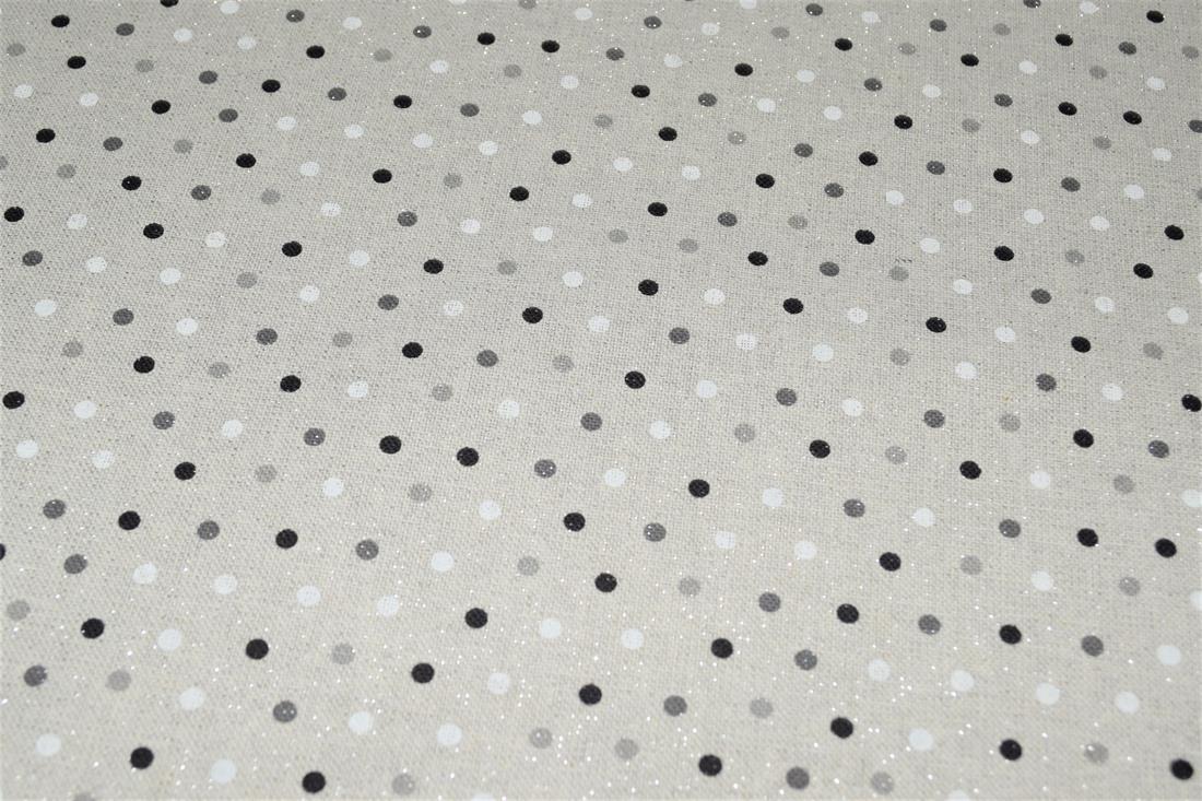 Grey Digital Print Linen Polka Dot