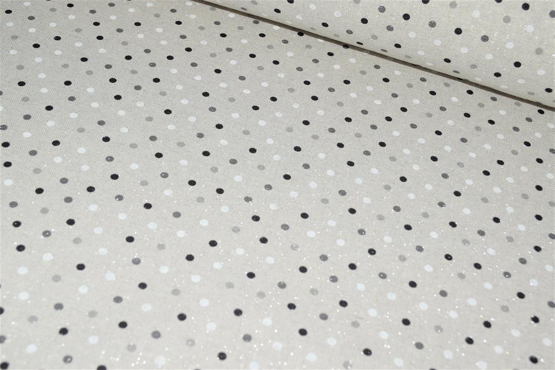 Grey Digital Print Linen Polka Dot