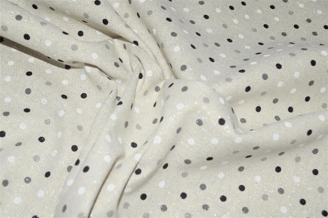 Grey Digital Print Linen Polka Dot