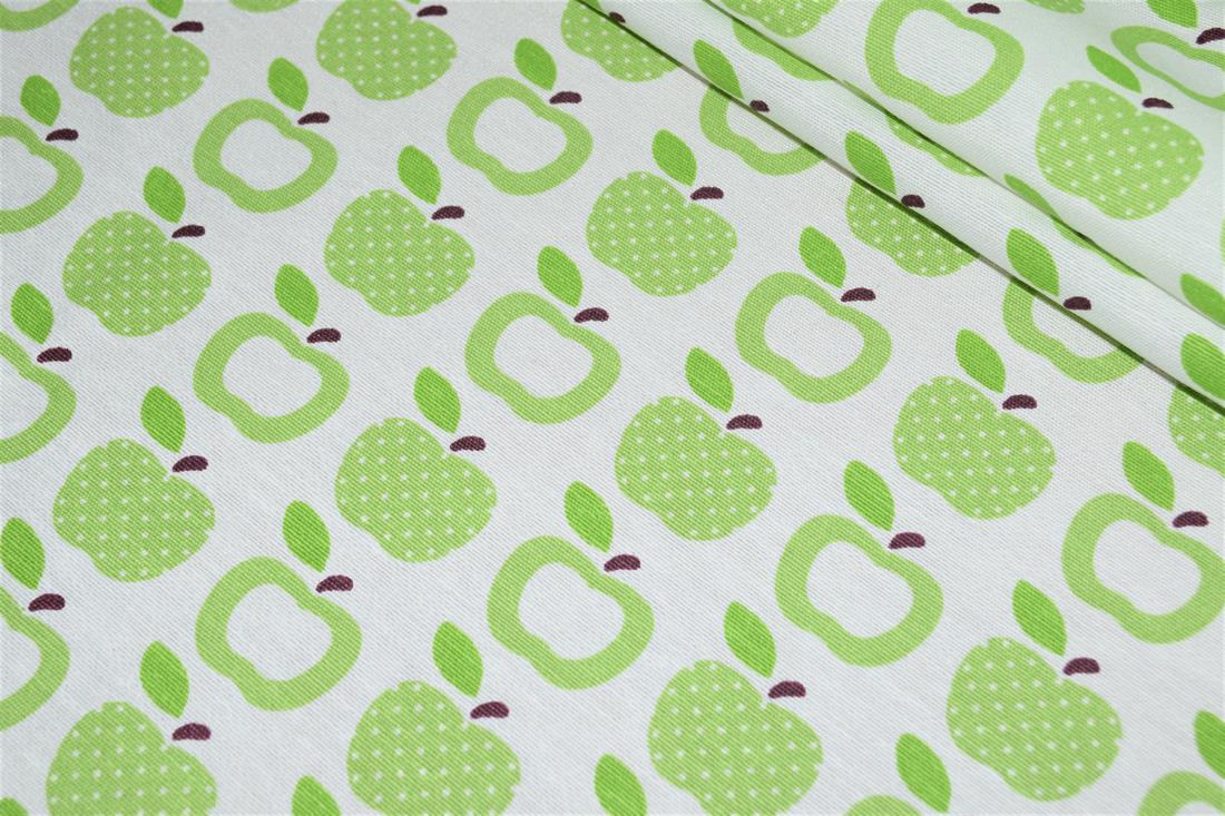 White & Green Digital Print Linen Printed Canvas Fabric