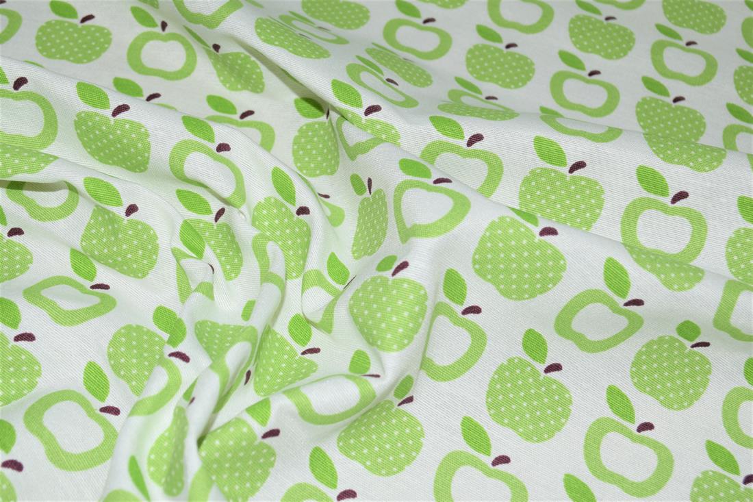 White & Green Digital Print Linen Printed Canvas Fabric