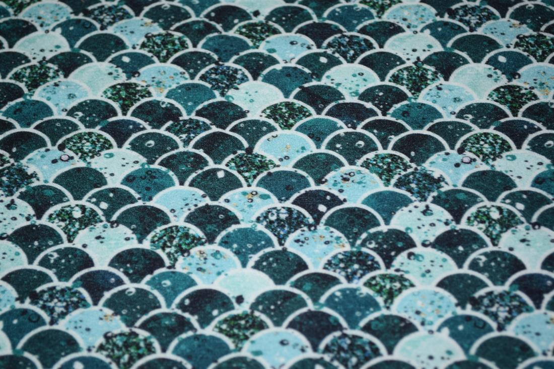Blue & Green Cotton Ocean Waves