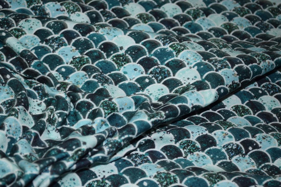 Blue & Green Cotton Ocean Waves