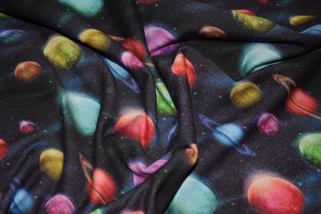 Black & Multicolour Cotton Printed Jersey