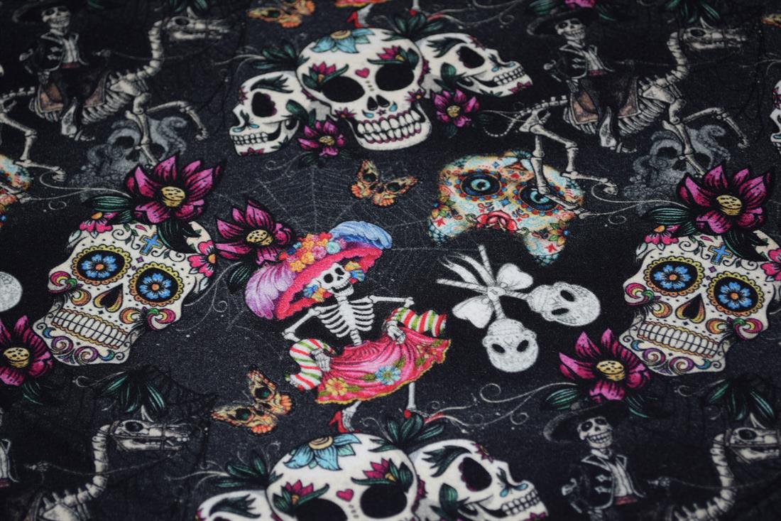 Black Cotton Skulls Day of the Dead Halloween Crafty