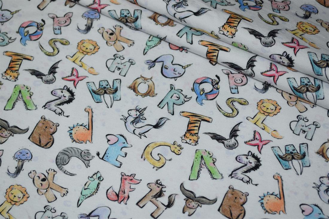 Off White Cotton Animal Alphabet