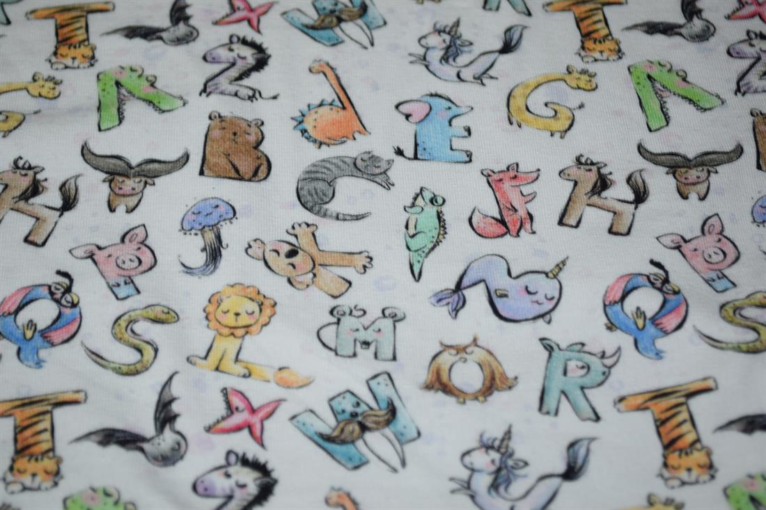Off White Cotton Animal Alphabet