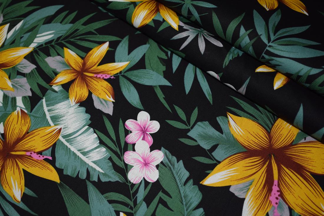 Black Cotton Tropical Flower