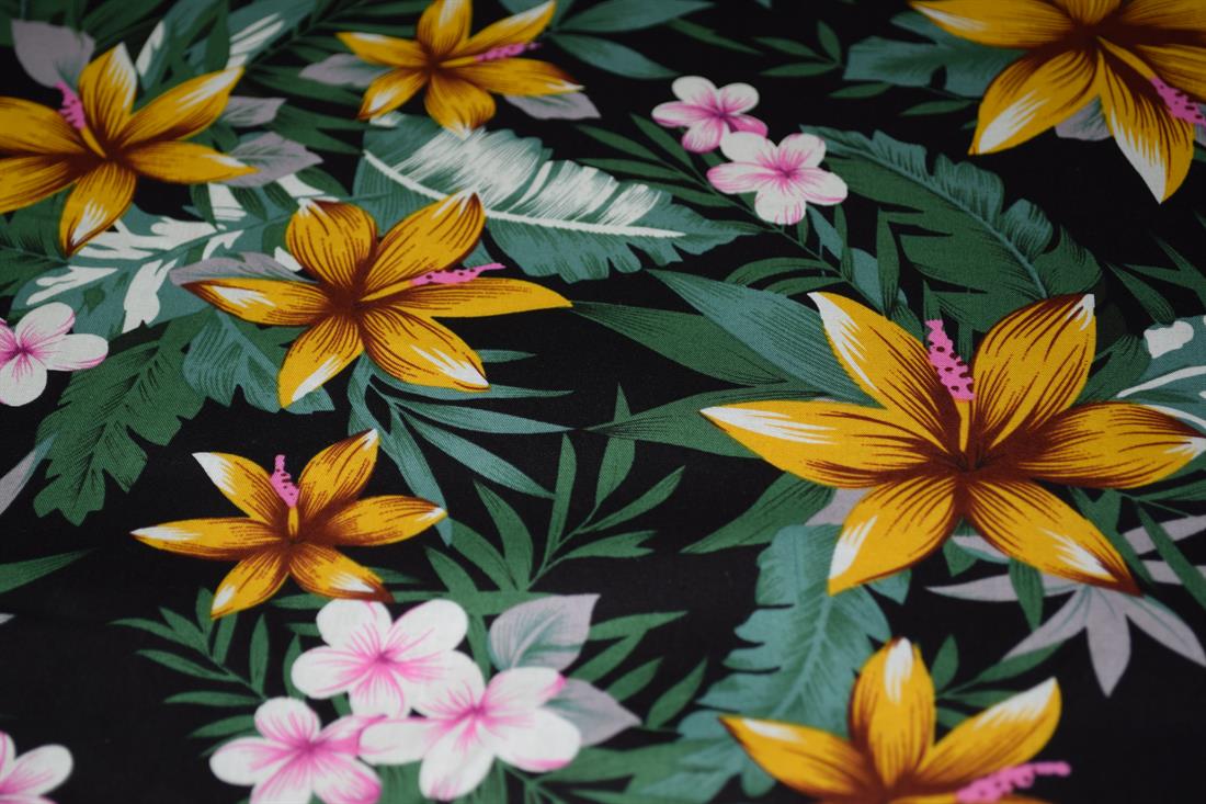 Black Cotton Tropical Flower