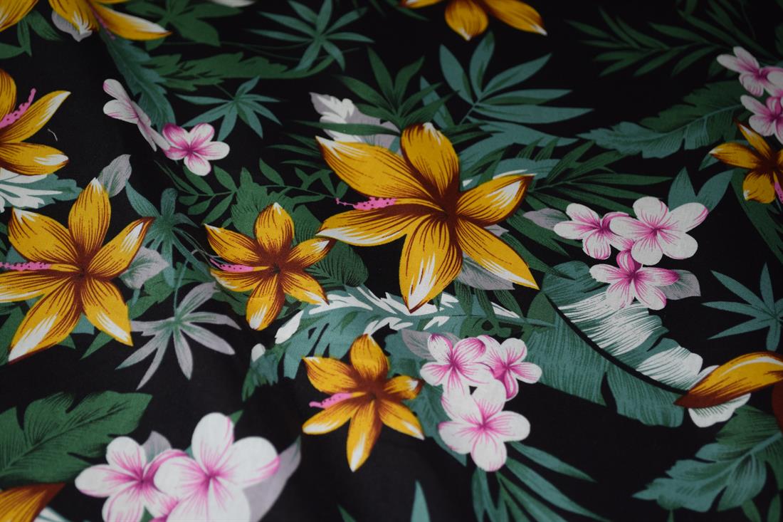 Black Cotton Tropical Flower