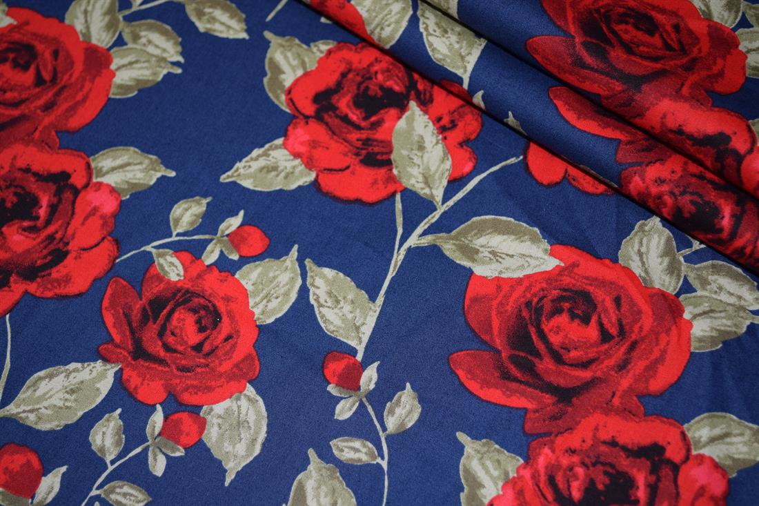 Blue & RED Cotton Floral Rose