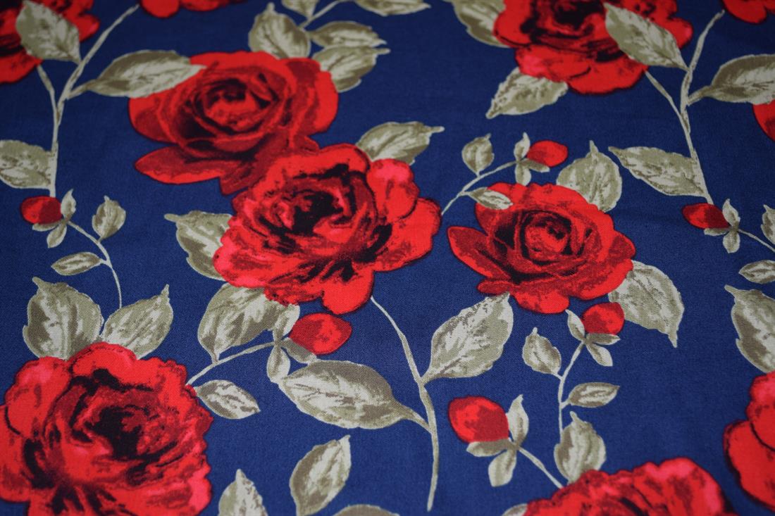 Blue & RED Cotton Floral Rose