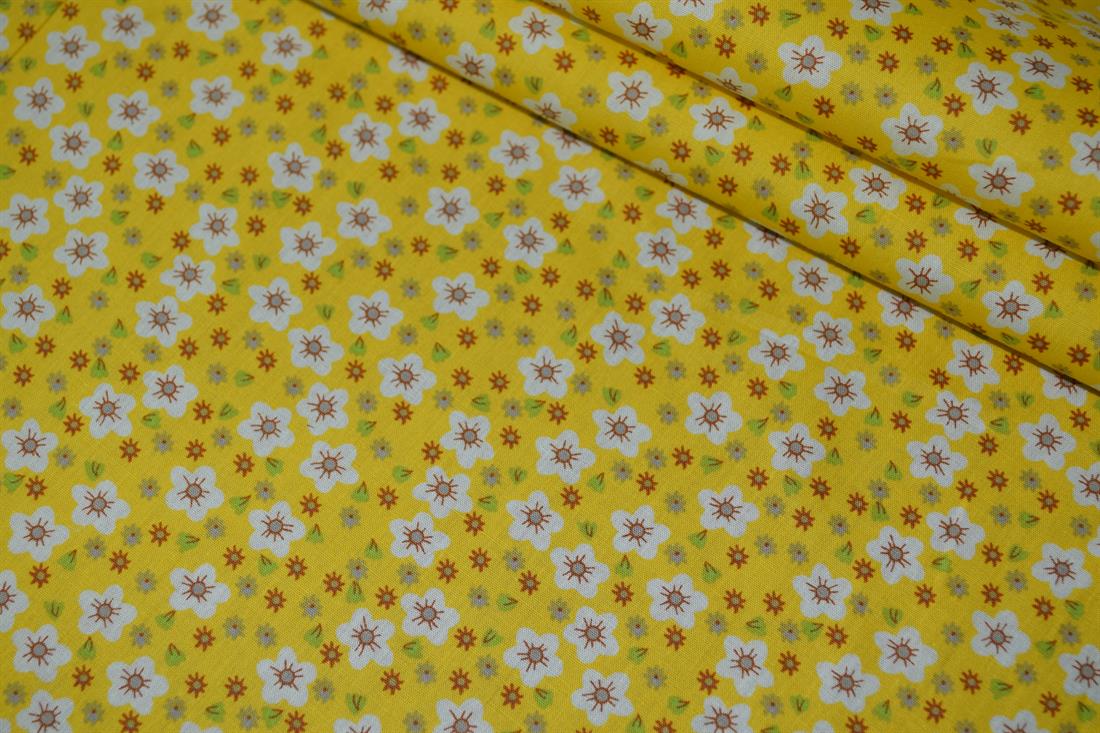 Yellow Cotton Small Flower Print