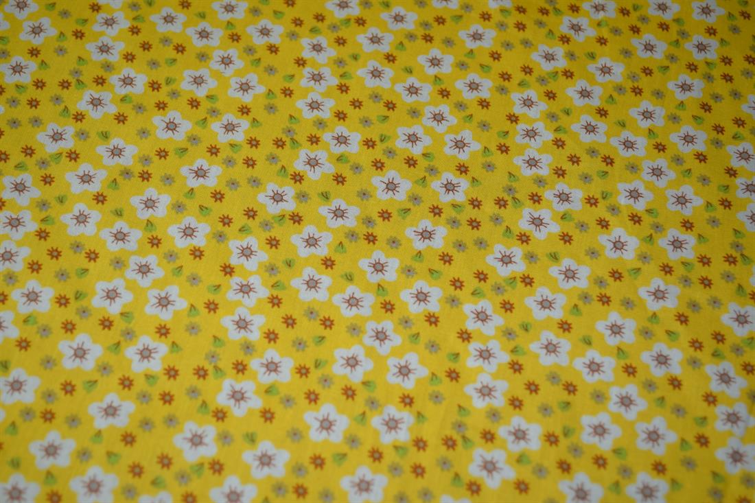 Yellow Cotton Small Flower Print