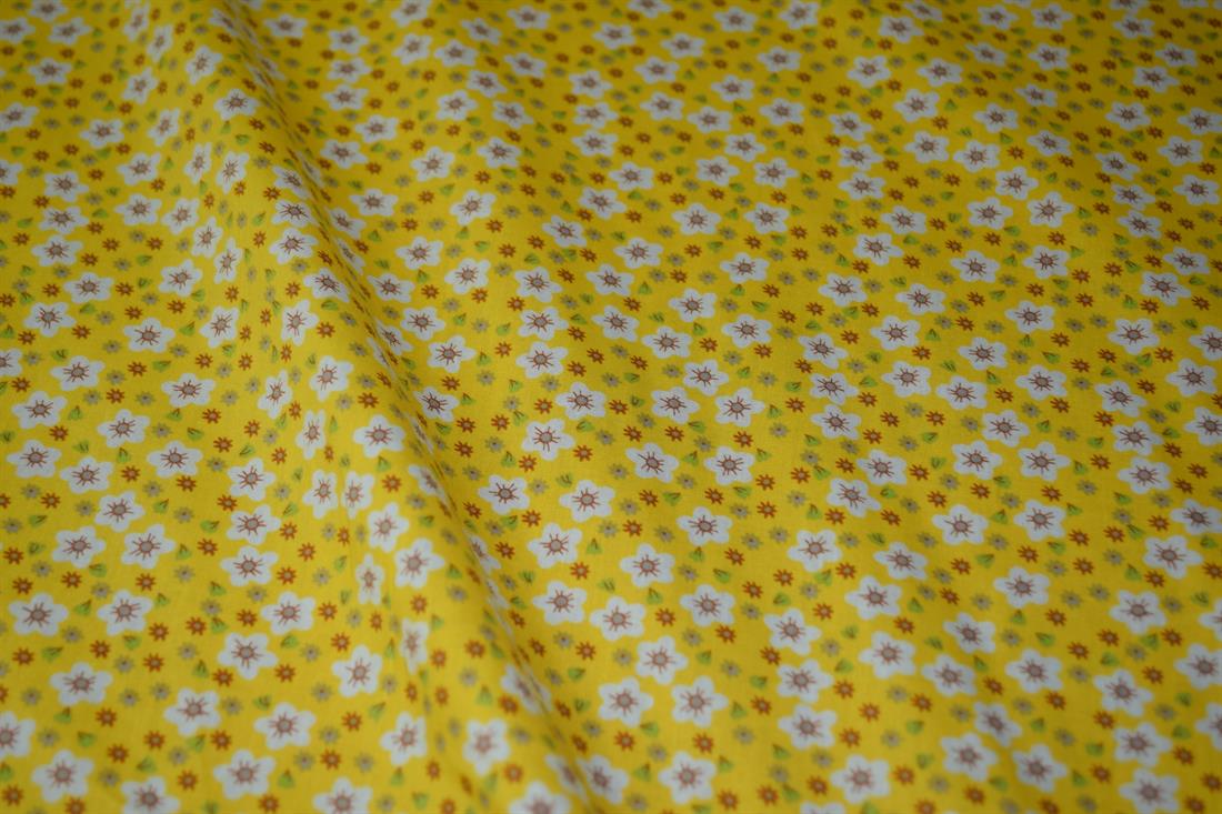 Yellow Cotton Small Flower Print
