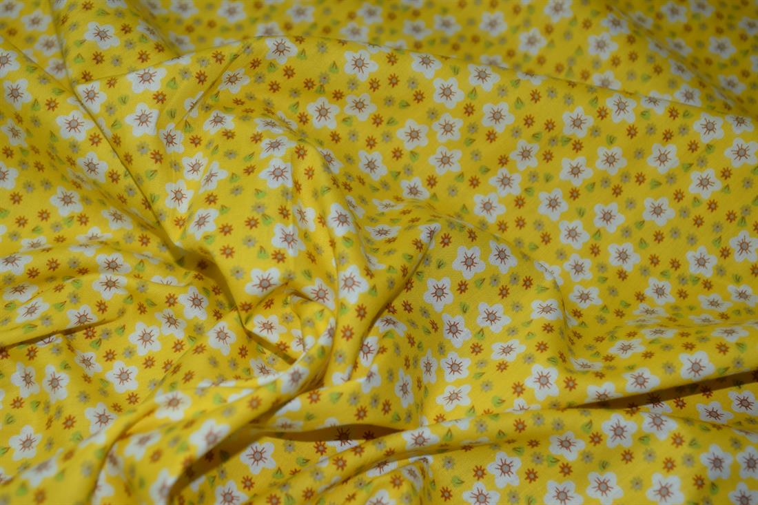 Yellow Cotton Small Flower Print