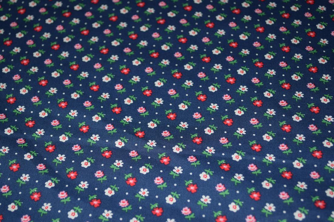 Navy Blue Printed Cotton Fabrics