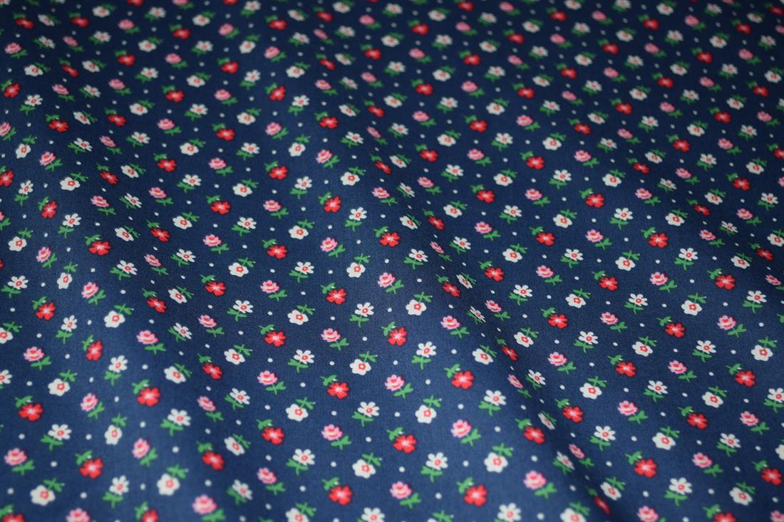 Navy Blue Printed Cotton Fabrics