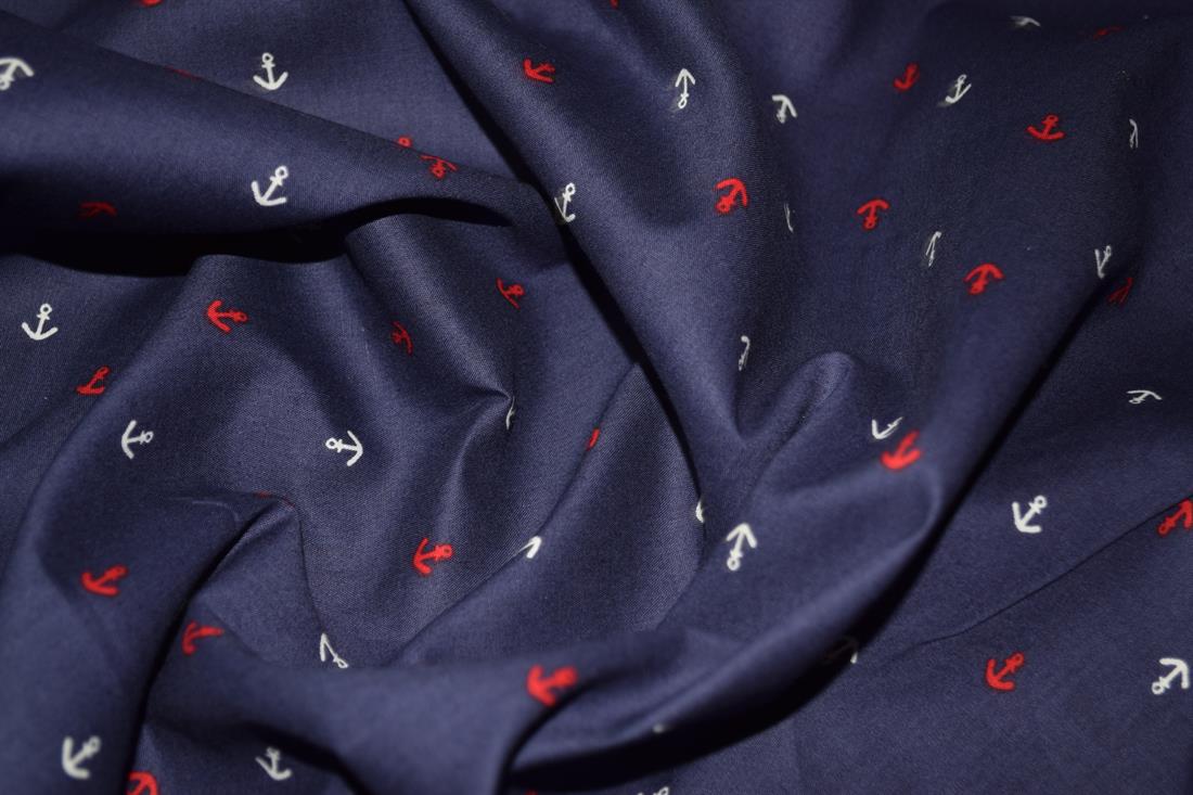 Navy Blue Printed Cotton Fabrics