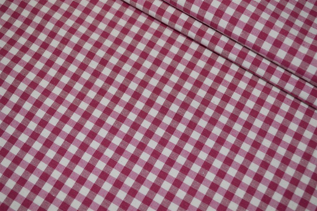 Pink Digital Print Linen Gingham Prined